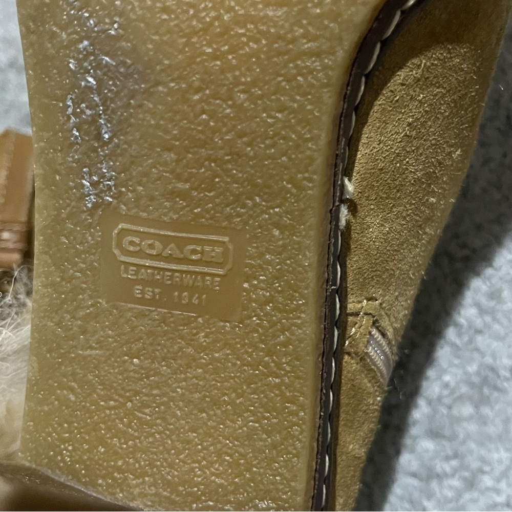 Coach Jessica Made In Italy Tan Fur-Trimmed Women's Boots - Picture 10 of 10